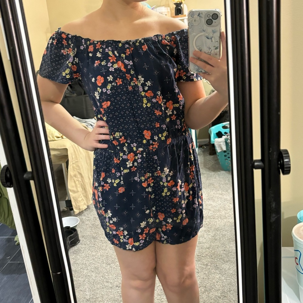 Blue floral romper